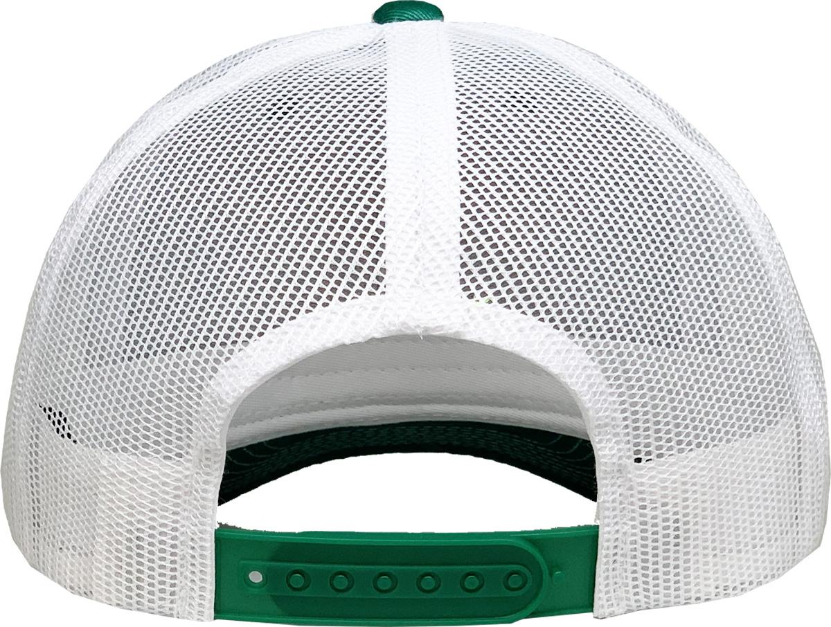 Kelly Green / White 6-panel mesh trucker rear view
